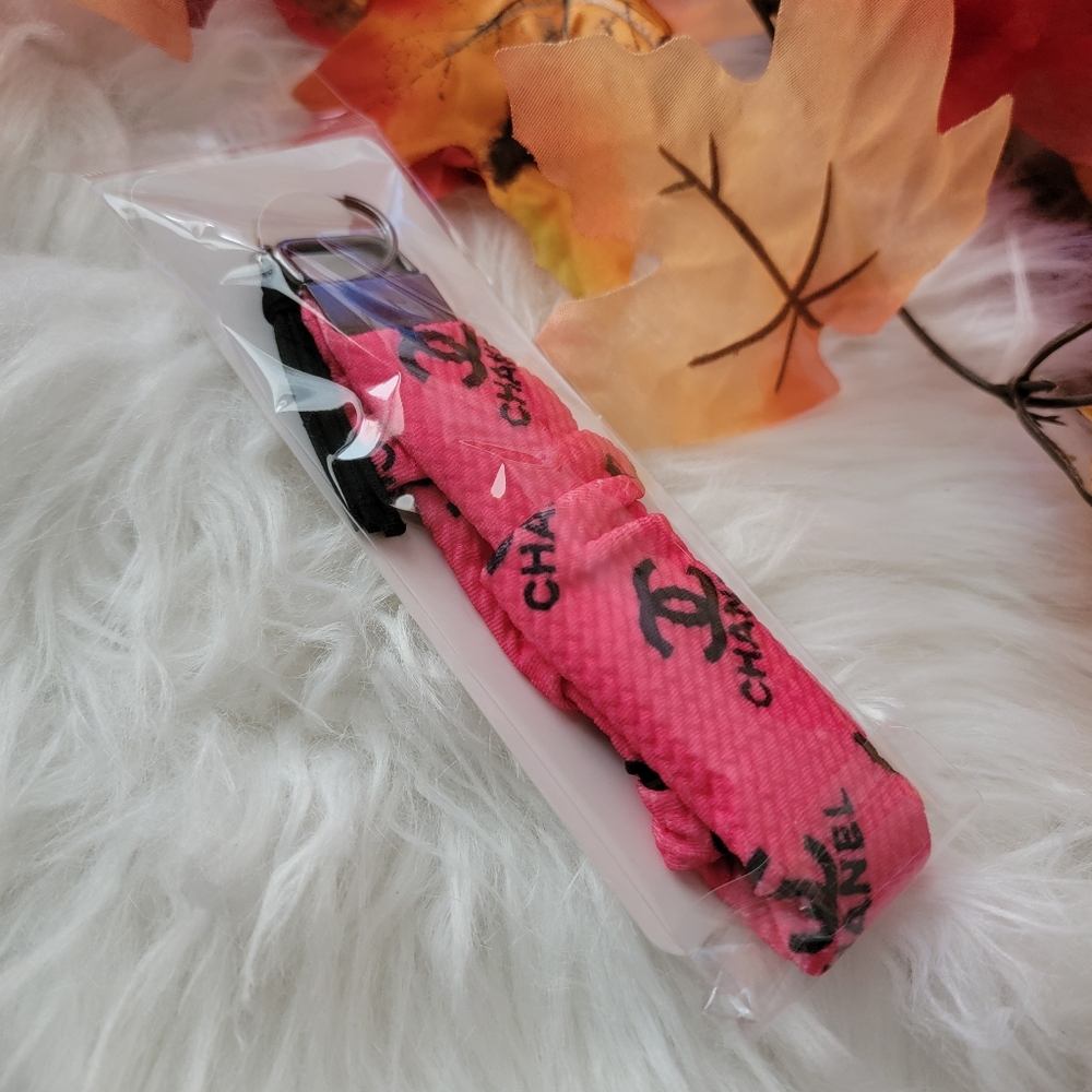 Stylish Pink and Black Wristlet Keychain With Pattern